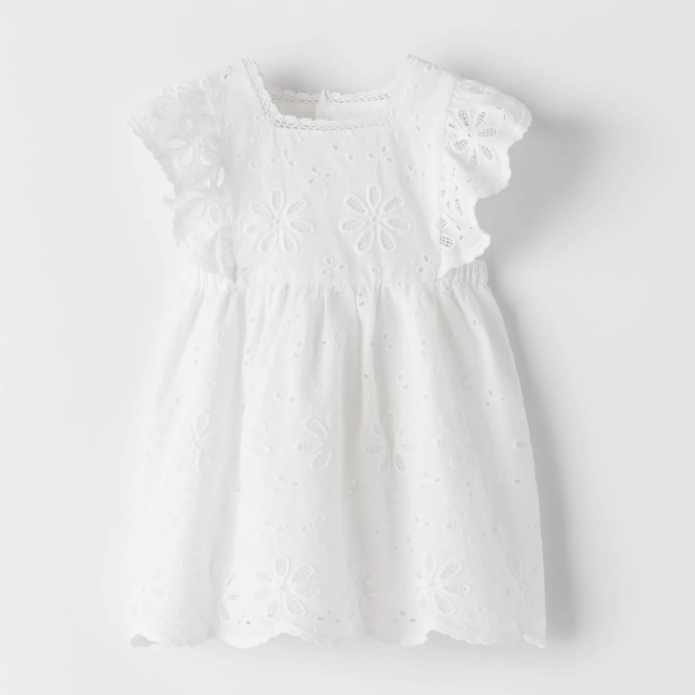 ZARA EMBROIDERED SCHIFFLI DRESS